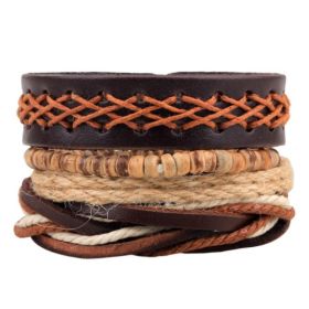 Leather Bracelet Men Multilayer Bead Bracelet Punk Wrap Bracelets for Women Vintage punk Men Jewelry (Option: 10)