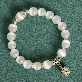 10MM Hollow Ball Korean Style Crystal Opal Beaded Bracelet (Option: White Opal Bracelet)