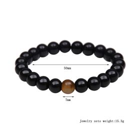 Tiger Eye Stone Bracelet Natural Stone Bracelet (Option: Black Round beads-8mm)
