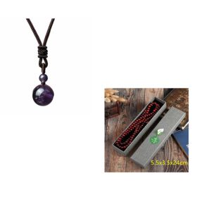 Fashion 16mm Natural Obsidian Pendant Amethyst Necklace For Men And Women (Option: Purple box packing-1PC)