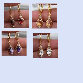 Purple Zircon All-match Drop-shaped Temperament Earrings (Option: Suit)