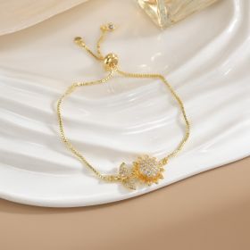 Simple Rotatable Flower Color-preserving Pure Copper Gold-plated Bracelet (Option: Rotating Bracelet 16)