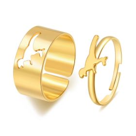 Hot Selling Creative Personality Butterfly 2-Piece Set Ins Same Punk Style Couple Ring (Option: M)