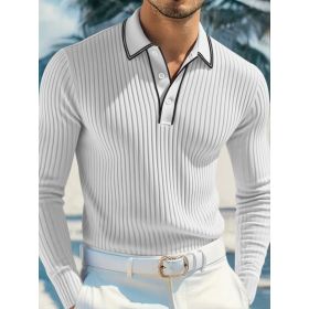 Men's POLO Long-sleeved Shirt (Option: White-M)