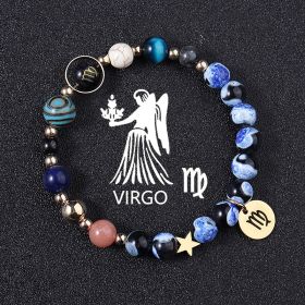 European And American Twelve Constellations Bracelets Blue Flame Agate Eight Planets Bracelet (Option: Virgo)