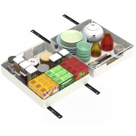2Pcs Pull Out Cabinet Organizers Sliding Shelf Spice Rack Carbon Steel Roll Out Drawers Fixed With Adhesive Nano Film With Handle 55LBS Max Load (Option: 2pcs-L)