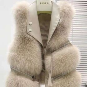 Women's Fashion Vest Fur Coat (Option: S-Khaki wool khaki leather)
