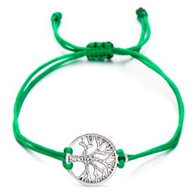 Hand-woven Red Rope Tree of Life Bracelet (Option: Grass green)