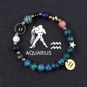 Twelve Constellations Bracelets Natural Stone Phoenix Lapis Lazuli Eight Planets (Option: Aquarian)