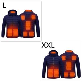 New Heated Jacket Coat USB Electric Jacket Cotton Coat Heater Thermal Clothing Heating Vest Men's Clothes Winter (Option: Blue Zone8 2PC-Set9)