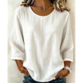 Womens Casual Solid-Color Crew-Neck T-Shirt (Option: White-S)