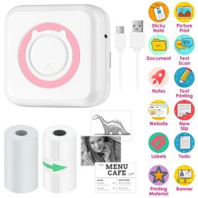 Pocket Wireless Thermal Printer Portable Mini Sticker Maker Machine Rechargeable Inkless Photo Printer For Printing Label Journal Study Notes Memo Pho (Option: pink)