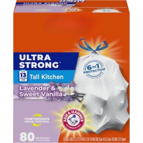 Ultra Strong 13 Gallon Trash Bags, Tall Kitchen, Drawstring Closure, Odor Control, White, Lavender, Sweet Vanilla, 80 Count (Option: white)