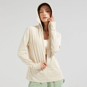 Ice Silk Big Brim Detachable Face Cover Ultraviolet-proof Sun-protective Clothing (Option: Female Apricot-L)