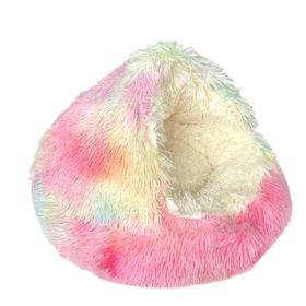 Pet Cat Bed Semi Enclosed Dog House (Option: Rainbow-40cm-Plush)