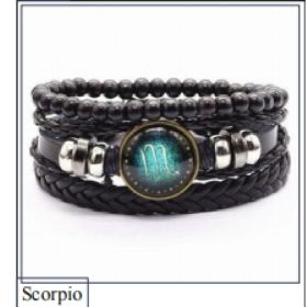 Vintage Braided Leather Cord Set Bracelet, Cowhide Hand Cord, Men's Leather Bracelet (Option: Scorpio)