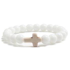Blue Turquoise Cross Bracelet (Option: White porcelain-21cm)