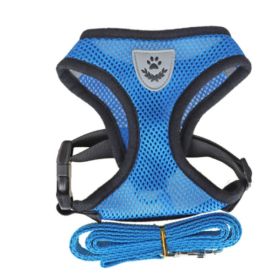 Fashionable High-end Multi-color Dog Harness (Option: Light Blue-L)