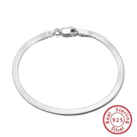 S925 Sterling Silver Bracelet Flat Snake Bone (Option: White Gold Color 3 Mm190mm-925 Silver)