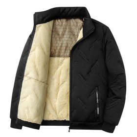 New Graphene-design Cotton Coat Winter Warm Thickened Fleece Jacket Fashion Casual Mens Clothing (Option: Black-XL)
