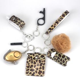 9-piece Keychain Fashion Leather (Option: Leopard Print)