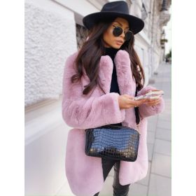 Temperament Long Sleeve Lapel Faux Fur Coat Solid Color Coat Women Fur Fur Women's Clothing (Option: Pink-S)