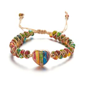 Handmade Creative Woven Bracelet Love Stone Winding Bracelet (Option: E)