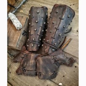 Rivet Lace-up Medieval New Retro Boxing Glove (Option: Dark brown)