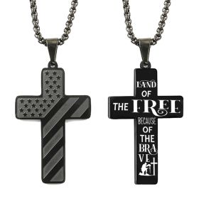 Cross Flag Necklace Hip Hop Titanium Steel (Option: Style 5 Black)