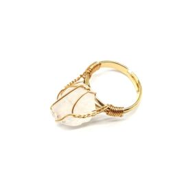 Personality Hand Wrapped Rough Stone Agate Ring (Option: White crystal-adjustable)
