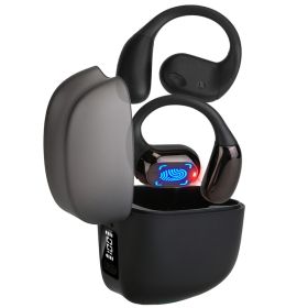 1 Set Wireless V5.4 Open Ear Earbuds With Earhook LED Display Charging Case IPX5 Waterproof 300Hrs Standby Time Touch Control Stereo Sport Headphones (Option: Black)