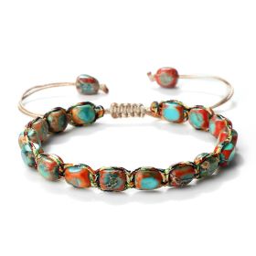 Retro Bohemian Style Hand Weaving Bracelet (Option: Emperor Orange Blue Square)