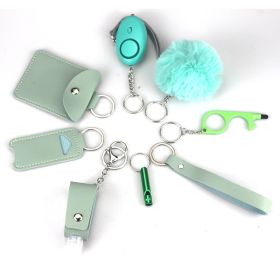 9-piece Keychain Fashion Leather (Option: Green)