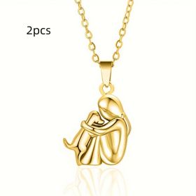 Versatile Simple Women's Zinc Alloy Necklace (Option: Gold 2pcs)