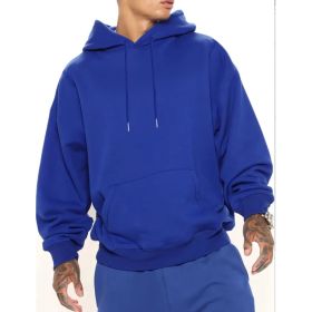 Men's Solid Color Hooded Jumper (Option: Blue-3xl)