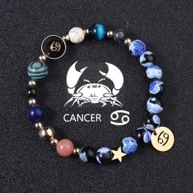 European And American Twelve Constellations Bracelets Blue Flame Agate Eight Planets Bracelet (Option: Cancer)