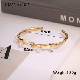 European And American Ins Fashion Design Stainless Steel Bracelet Opening Bracelet (Option: NMSB K4163-18K)