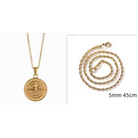 Stainless Steel Compass Circular Necklace (Option: Gold solidwith gold)