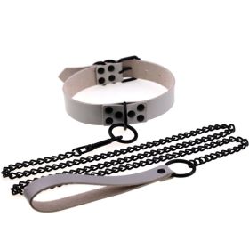 Personalized leather collar (Option: silver)