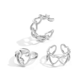 Hot Selling Creative Personality Butterfly 2-Piece Set Ins Same Punk Style Couple Ring (Option: Q)