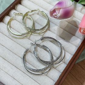 Simple Simple Bracelet Earrings Metal Cold Style Ring (Option: Suit)