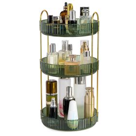 1 Set  3 Tier Rotating Makeup Organizer 360 Degree Spinning Perfume Cosmetic Storage Tray 55LBS Load Countertop Shelves For Lotion Lipstick (Option: Green-1Pc)