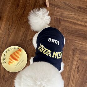 Simple Printed Autumn Pet Baseball Uniform (Option: Dark Blue-XS)