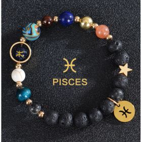 Eight Planets Twelve Constellations Bracelets Frosted Stone Beaded Bracelet (Option: Pisces lava)
