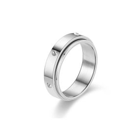 Stainless Steel Rotatable Spinner Ring Moon Stars Relieve Anxiety Rings (Option: 8style-Number7)