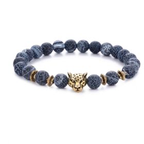 Agate Alloy Leopard head beaded bracelet (Option: 4pcs)