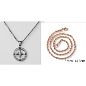 Stainless Steel Compass Circular Necklace (Option: Silver hollow with rosegold)