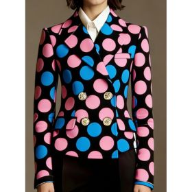 Women's Double-breasted Elegant Suit Jacket (Option: Pink blue-2XL)