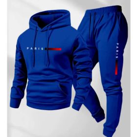 Women's Loose-fit Hoodie Jacket With Long Sleeves And Matching Pants (Option: Royal Blue-L)