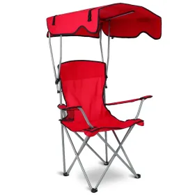 Foldable Beach Canopy Chair Sun Protection Camping Lawn Canopy Chair 330LBS Load Folding Seat (Option: Red)